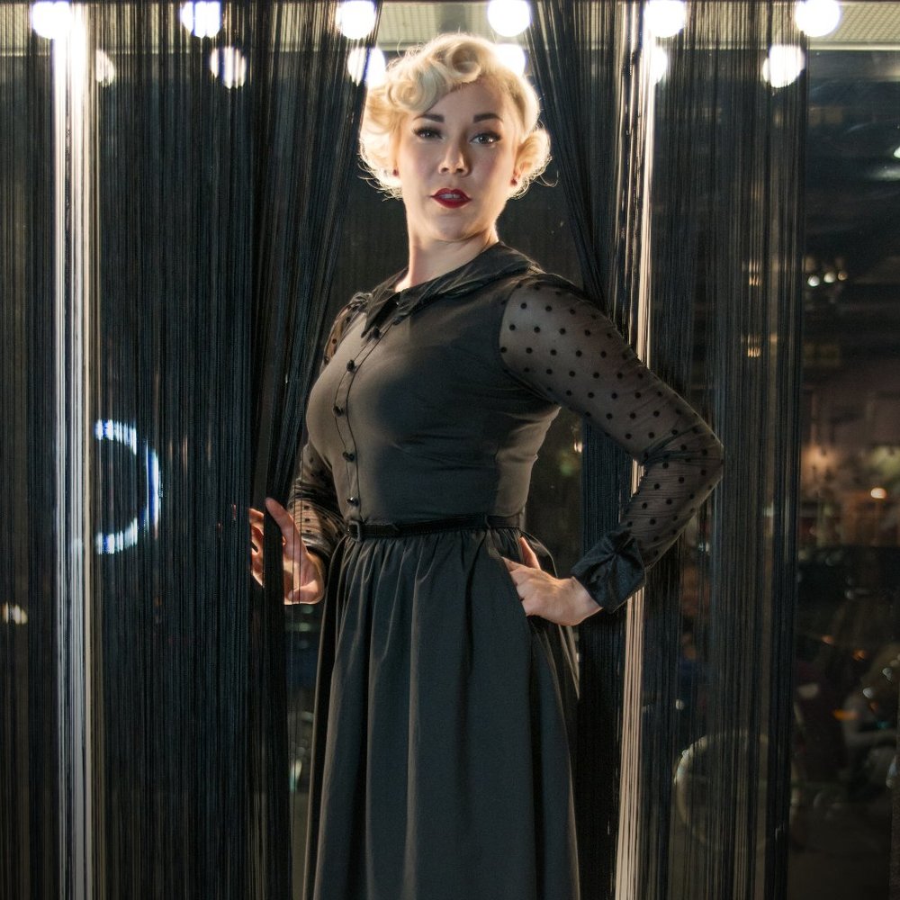 Retrolicious Nocturnal Dress.plus and regular size.